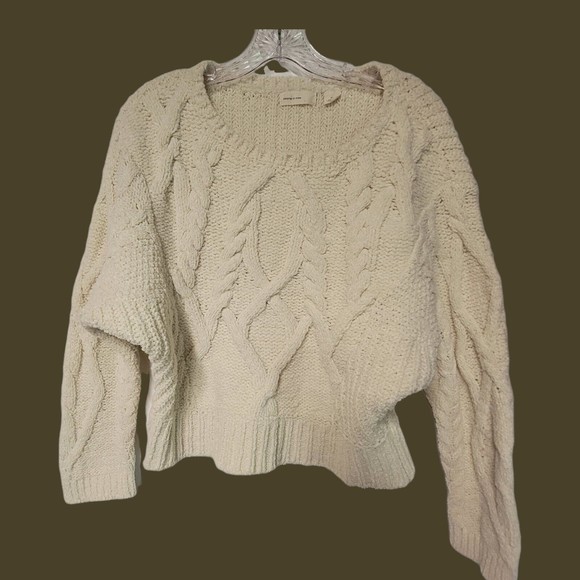 Anthropologie Sweaters - Anthropologie SLEEPING ON SNOW‎ Cream Cropped Sweater Women's Size xS